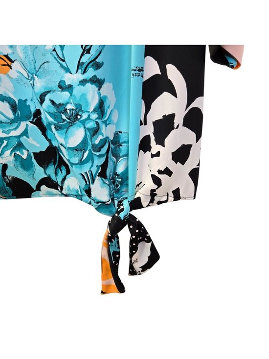 NWT Chico's Mixed Print Dolman Sleeve Tie Waist Blouse Size Chico's 2/Large - Picture 6 of 7